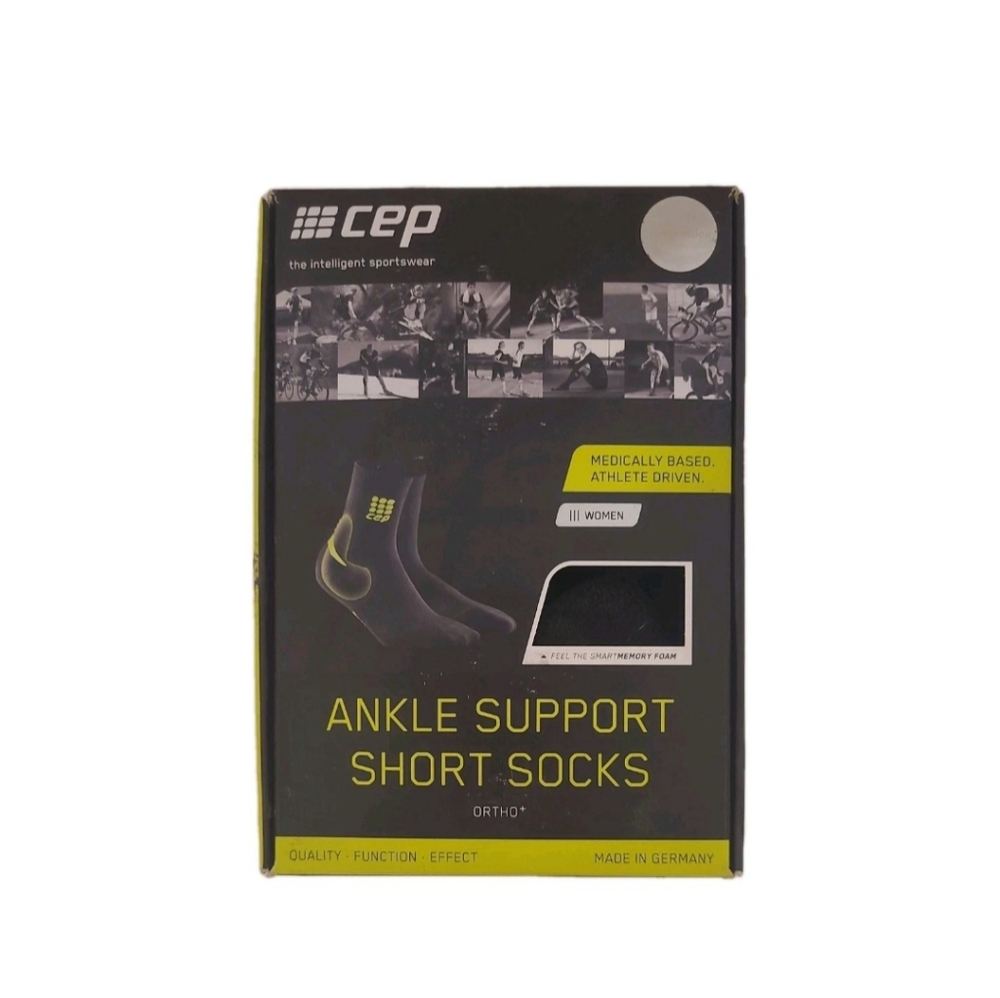 Cep Ankle Support Short Socks. Women's Black/ Geen. Size III.